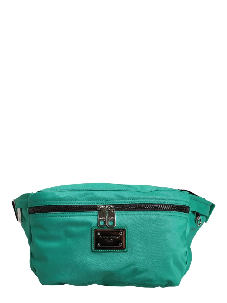 Green Logo Plaque Nylon Waist Fanny Pack Men's Borse Bag