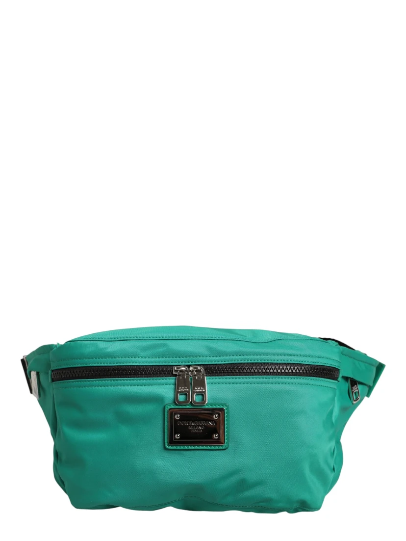 Green Logo Plaque Nylon Waist Fanny Pack Men's Borse Bag