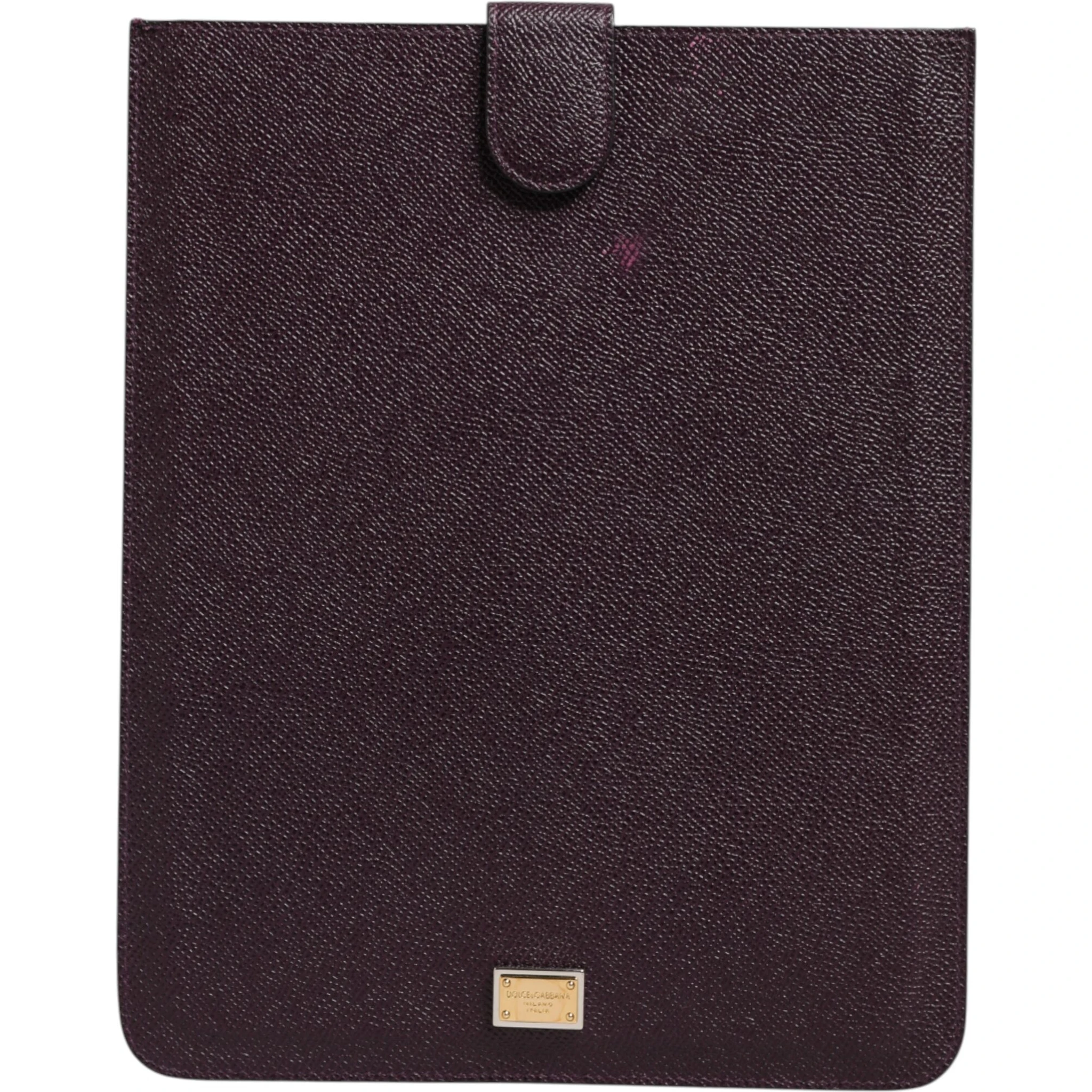 Dark Brown Leather Logo Plaque Cover Sleeve Tablet Case