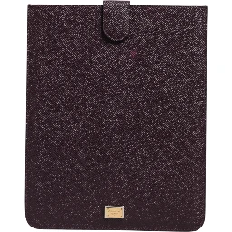 Dark Brown Leather Logo Plaque Cover Sleeve Tablet Case