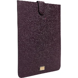 Dark Brown Leather Logo Plaque Cover Sleeve Tablet Case