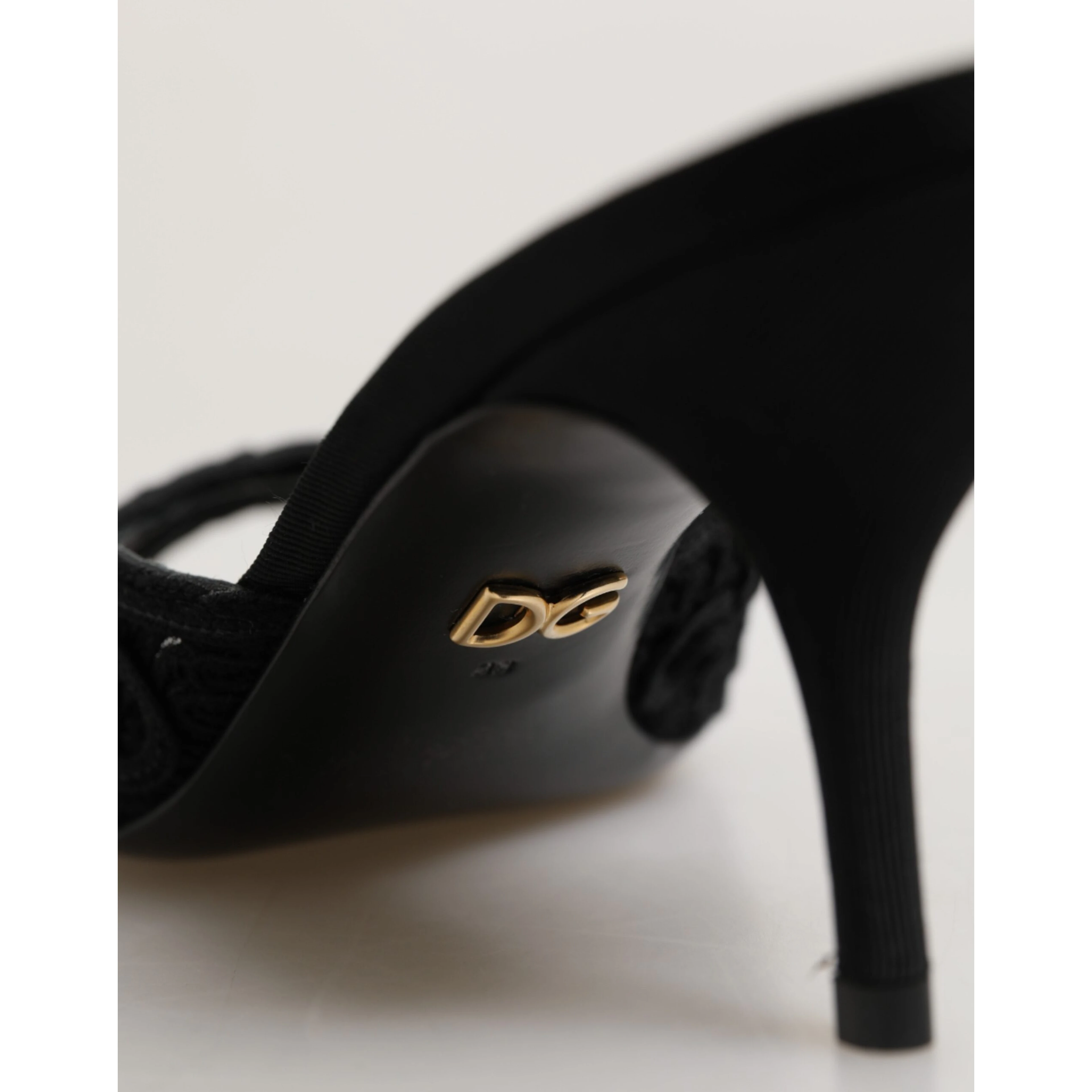 Black Embroidered Slip On Heels Slides Shoes