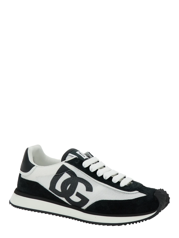 DG Cushion White and Black Low Top Sneakers with Logo Print in Mixed Materials Woman alternative