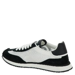 حذاء رياضي نسائي منخفض الرقبة من دي جي كوشن، أبيض وأسود، مزين بطبعة شعار، مصنوع من مواد متنوعة