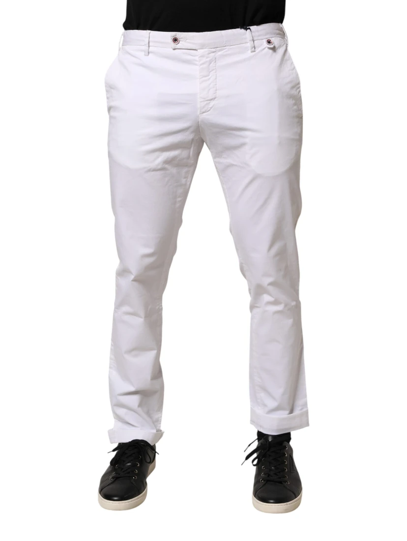 White Cotton Skinny Fit Mid Waist Denim Trouser Jeans