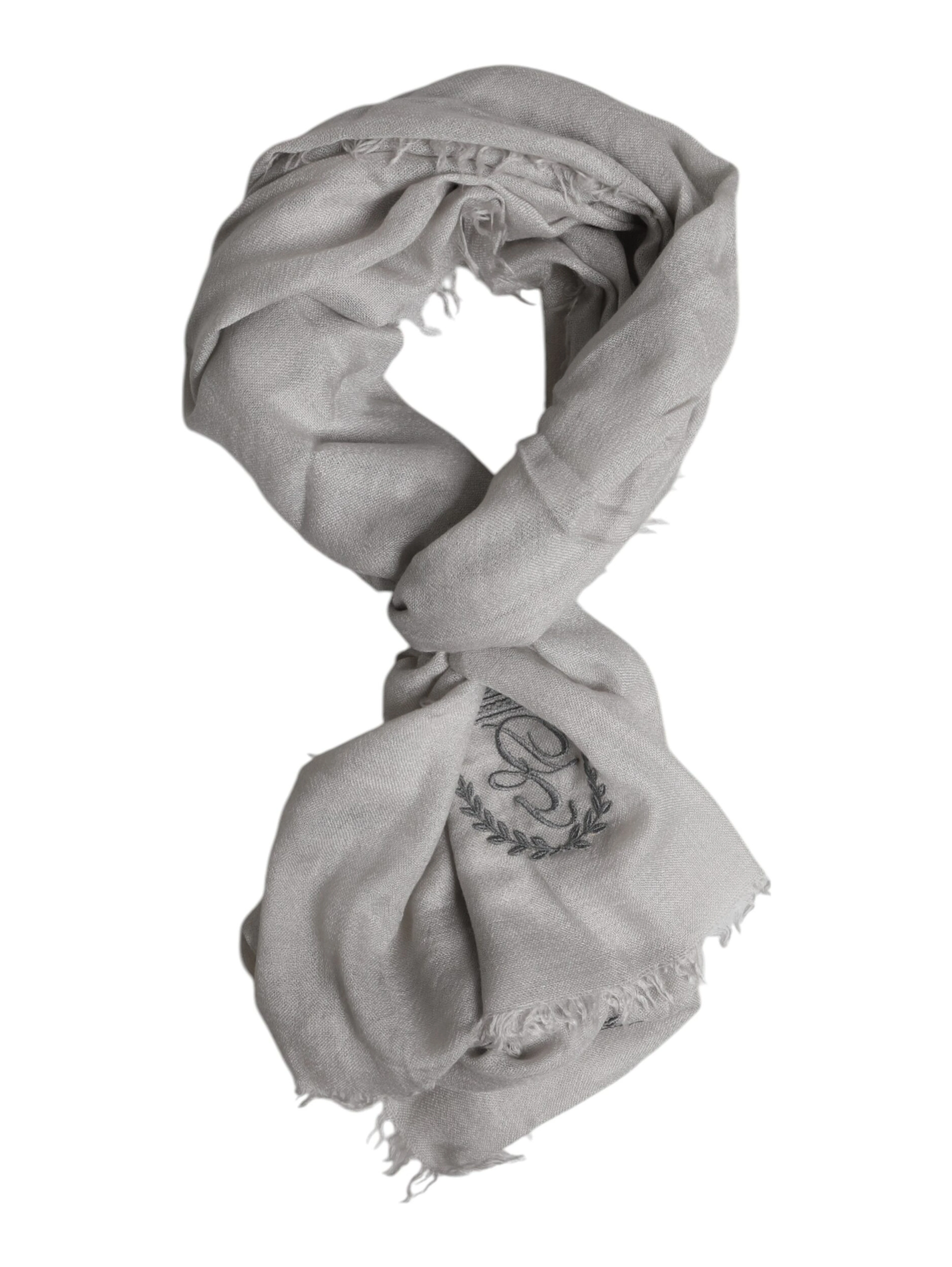 Gray Cashmere Knit Fringes Neck Foulard 67cm x200cm Foulard Scarf
