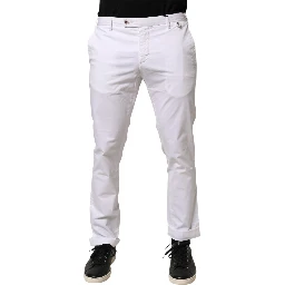White Cotton Skinny Fit Mid Waist Denim Trouser Jeans