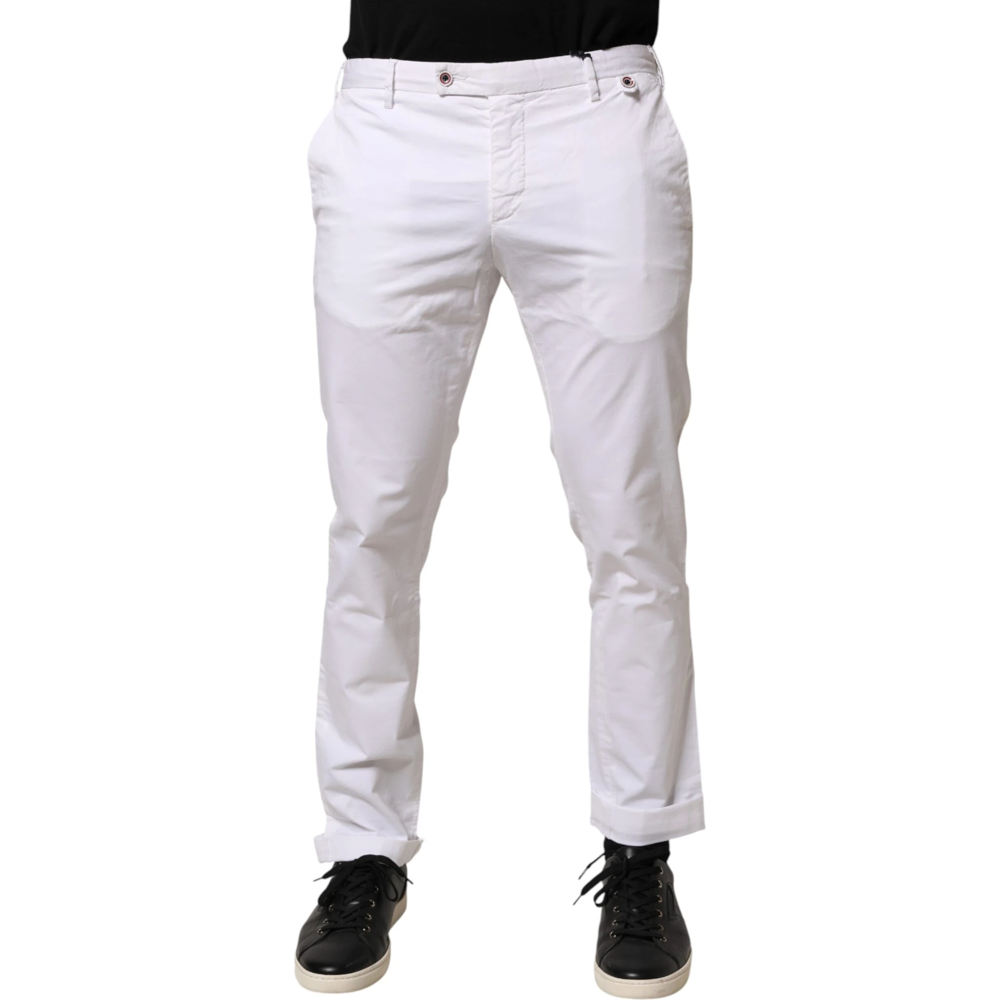 White Cotton Skinny Fit Mid Waist Denim Trouser Jeans