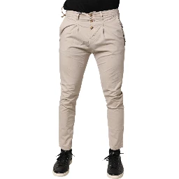 Beige Cotton Stretch Slim Fit Denim Jeans