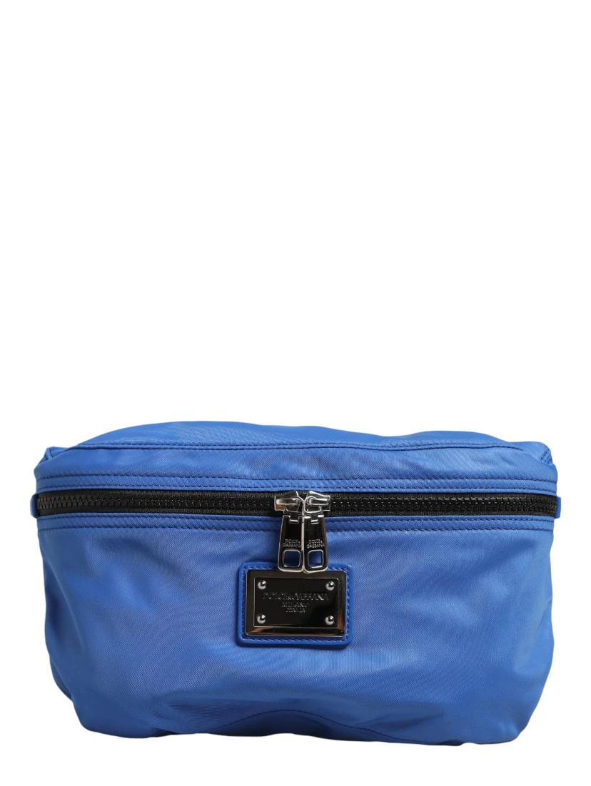 Blue Logo Plaque Nylon Waist Fanny Pack Men's Borse Bag