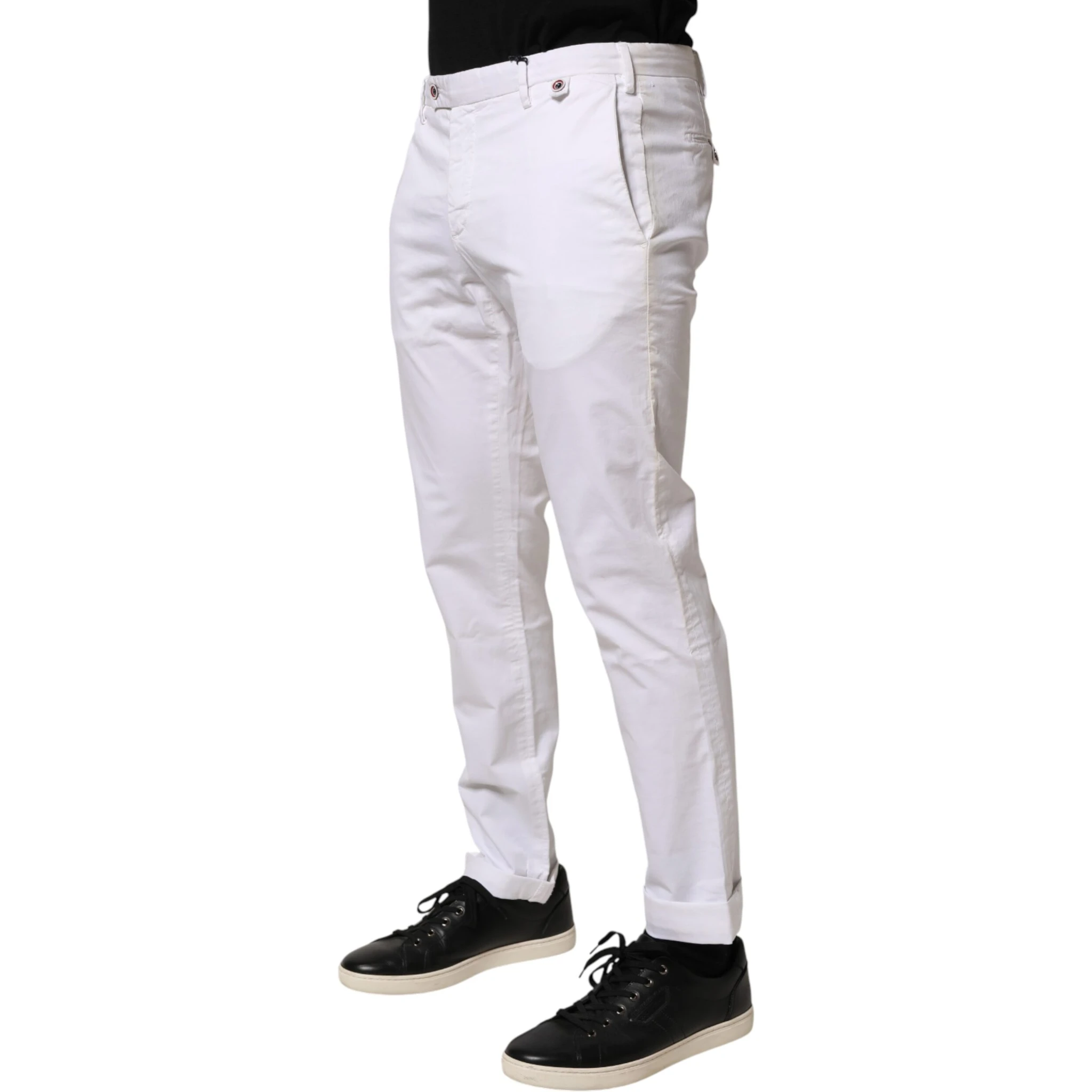 White Cotton Skinny Fit Mid Waist Denim Trouser Jeans