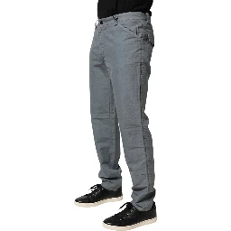 Gray Cotton Regular Fit Men Denim Trouser Jeans