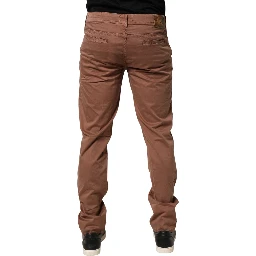 Brown Mid Waist Skinny Fit Denim Men Trouser Jeans