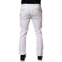 White Cotton Skinny Fit Mid Waist Denim Trouser Jeans