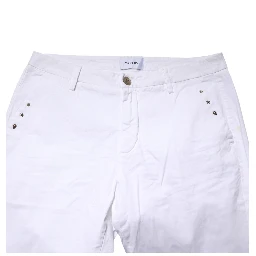 White Skinny Fit Mid Waist Men Chino Trouser Pants
