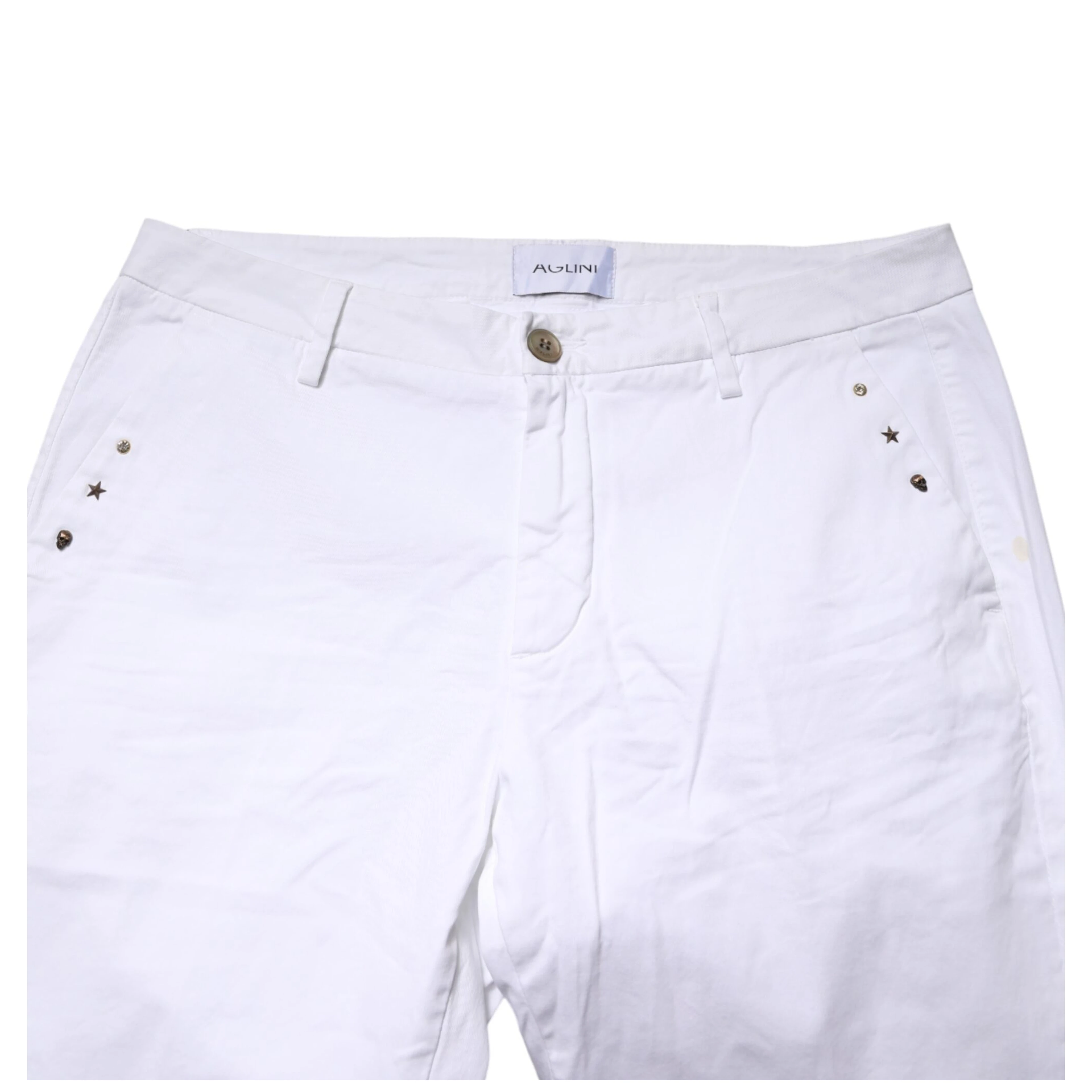 White Skinny Fit Mid Waist Men Chino Trouser Pants