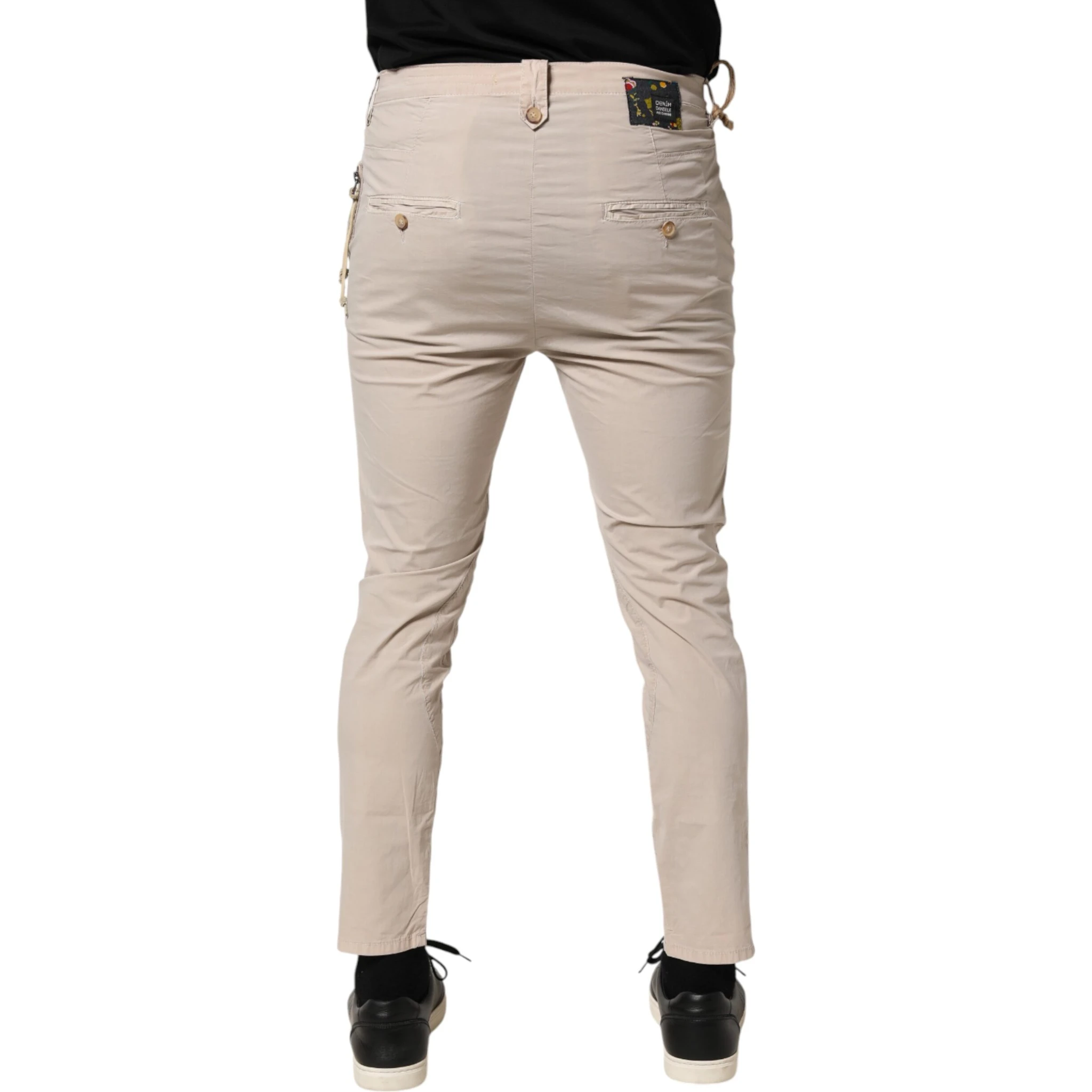 Beige Cotton Stretch Slim Fit Denim Jeans