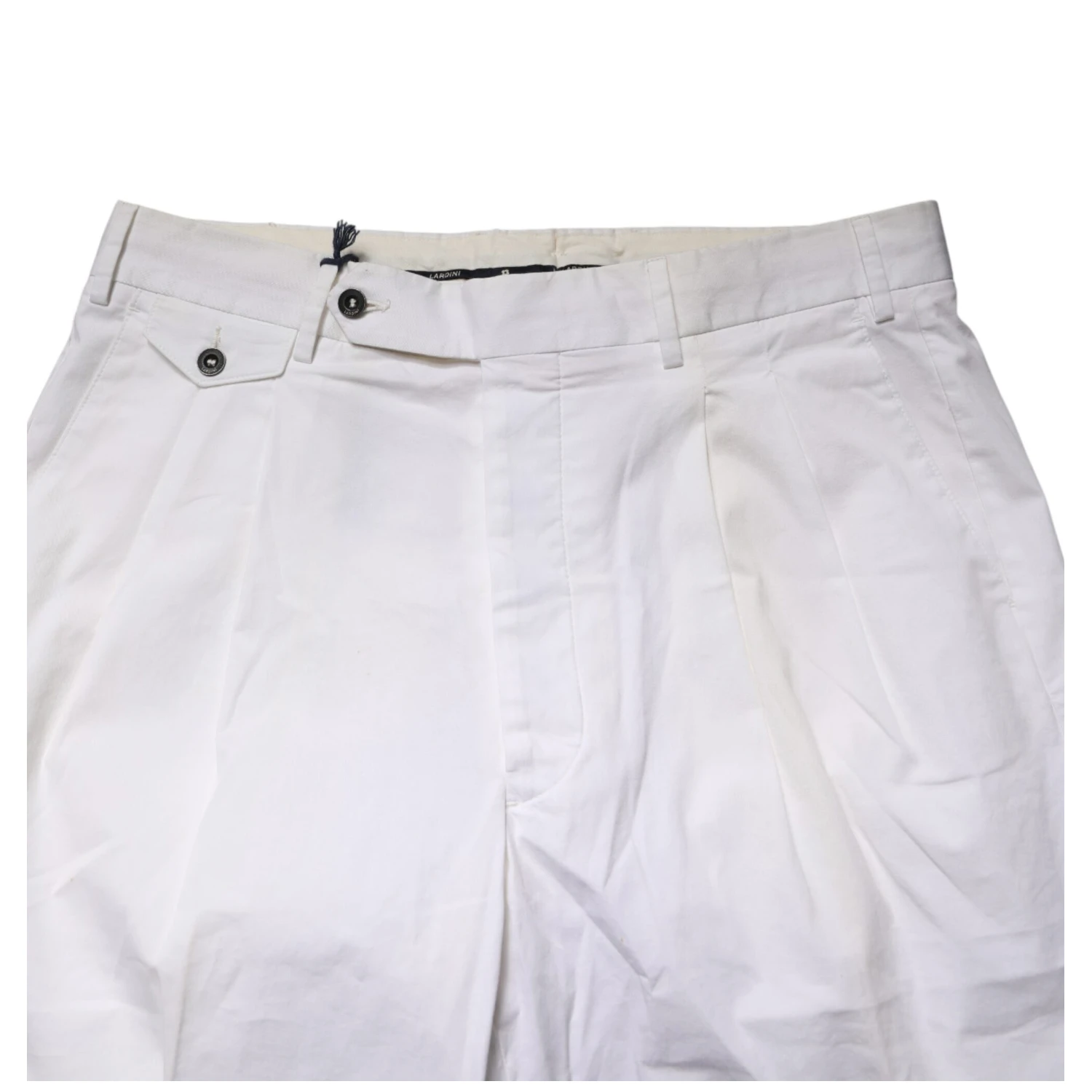 White Cotton Stretch Tapered Mid Waist Chino Pants