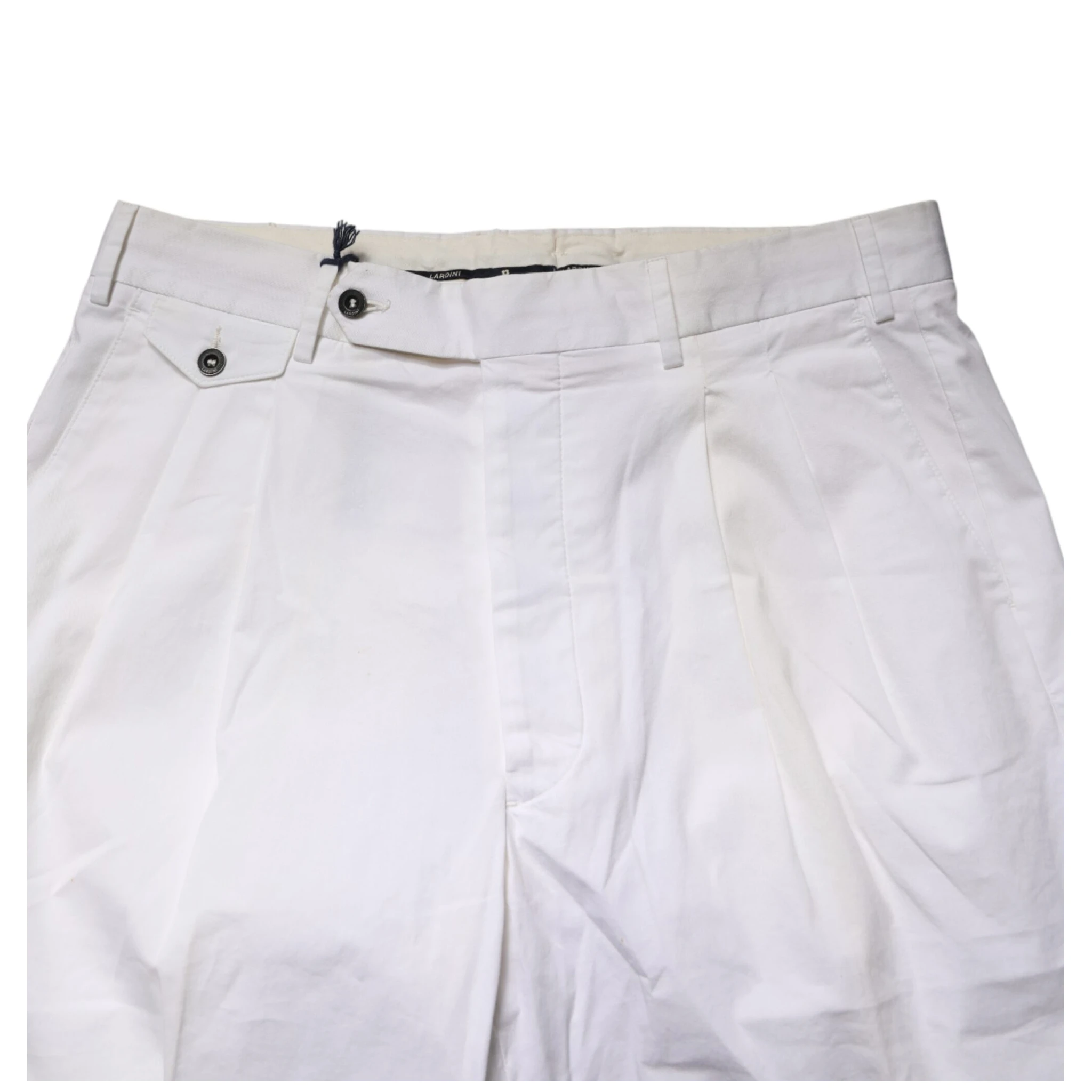 White Cotton Stretch Tapered Mid Waist Chino Pants