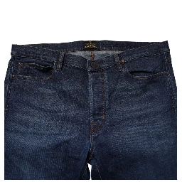 Blue Mid Waist Cotton Men Cropped Denim Jeans