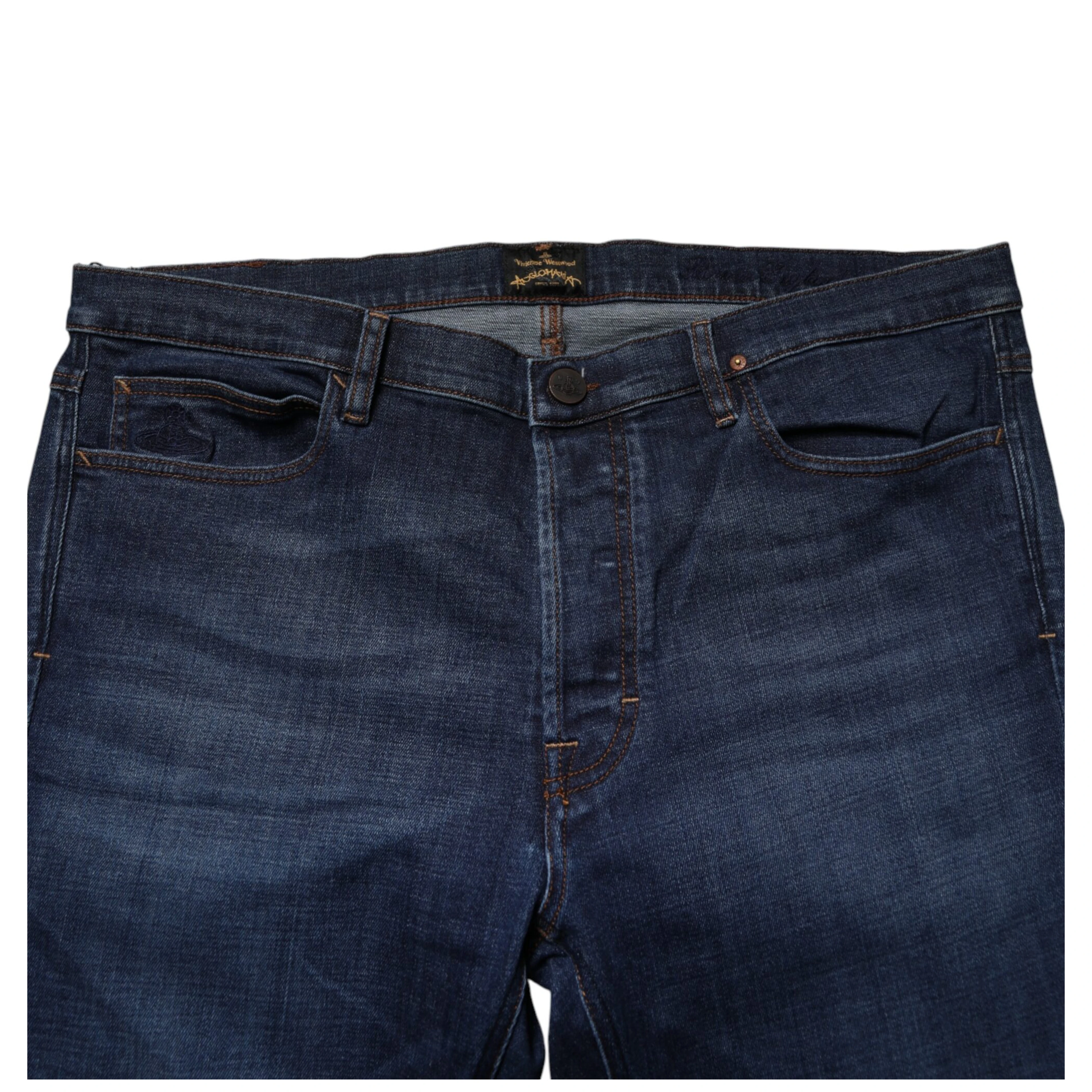 Blue Mid Waist Cotton Men Cropped Denim Jeans