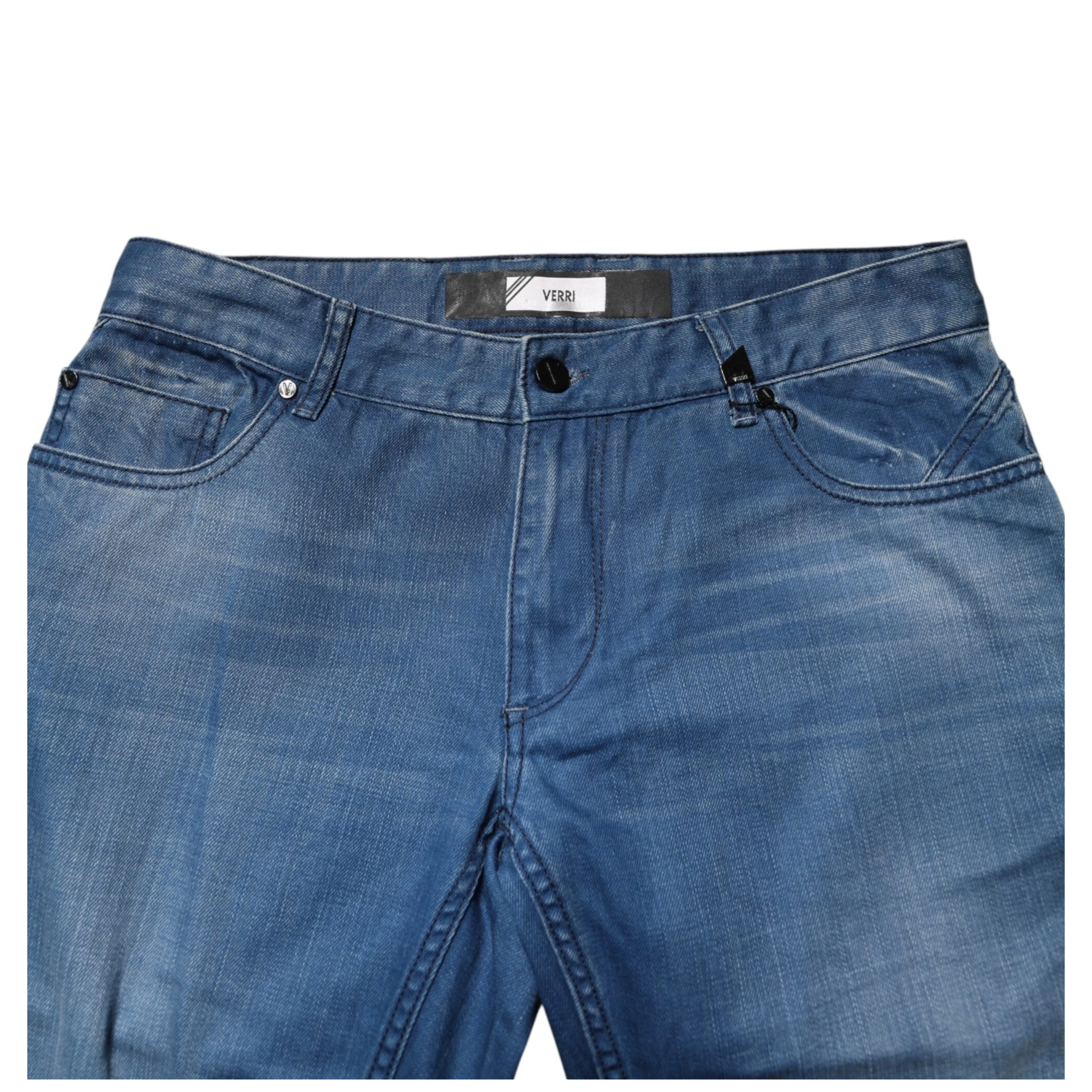 Blue Washed Cotton Regular Fit Men Denim Trouser Jeans