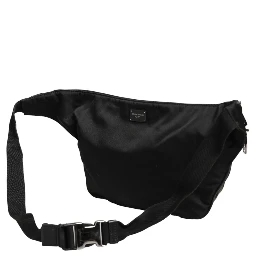 Black Logo Tape Print Waist Fanny Pack Men's Borse Bag