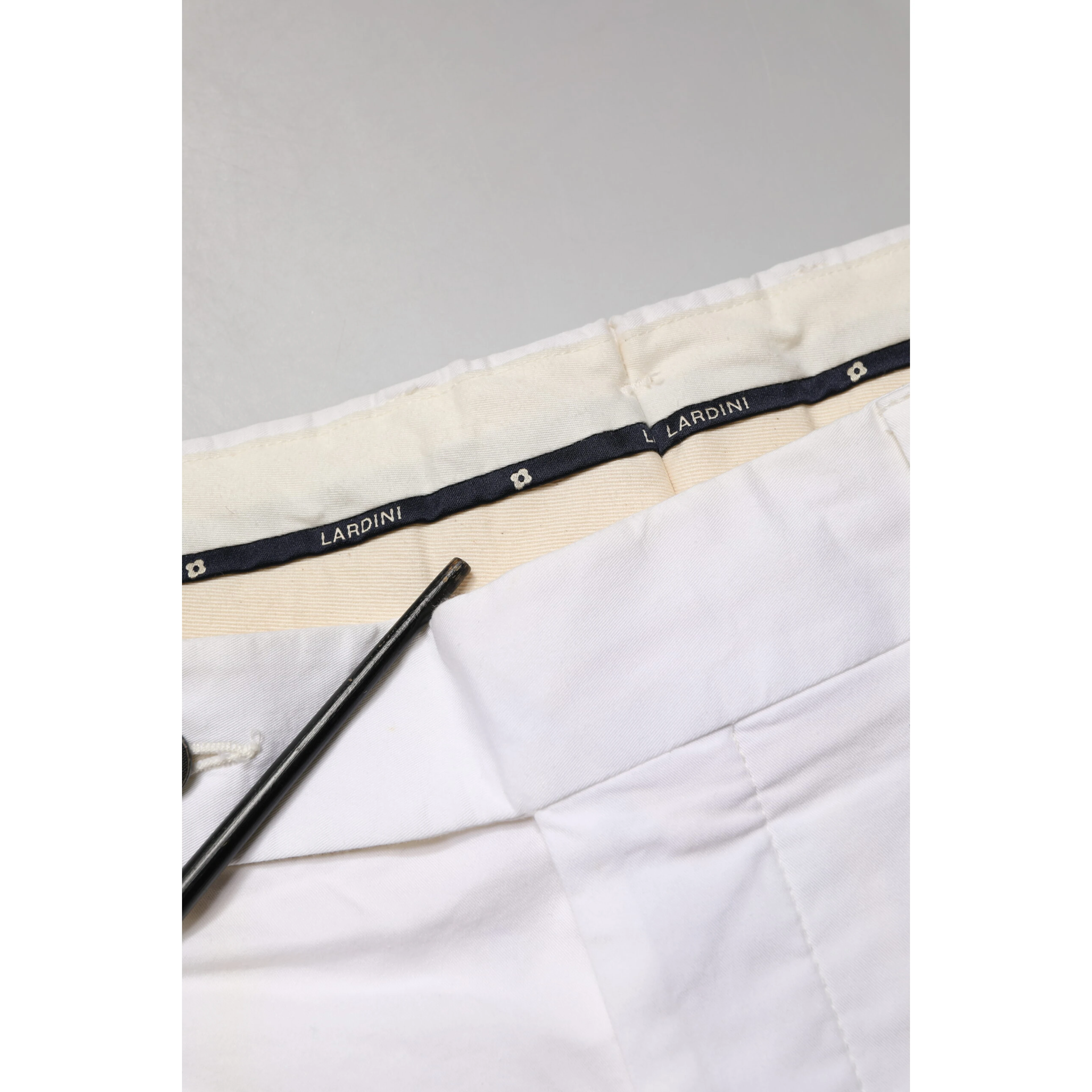 White Cotton Stretch Tapered Mid Waist Chino Pants