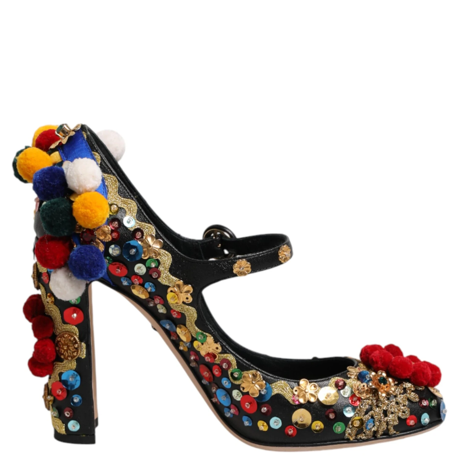 Black Gold Embellished MARY JANES Pumps  Shoes