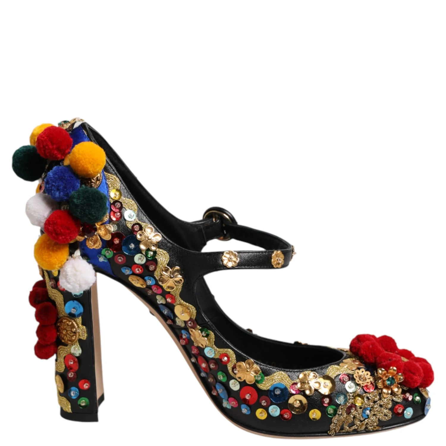 Black Gold Embellished MARY JANES Pumps  Shoes
