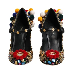 Black Gold Embellished MARY JANES Pumps  Shoes