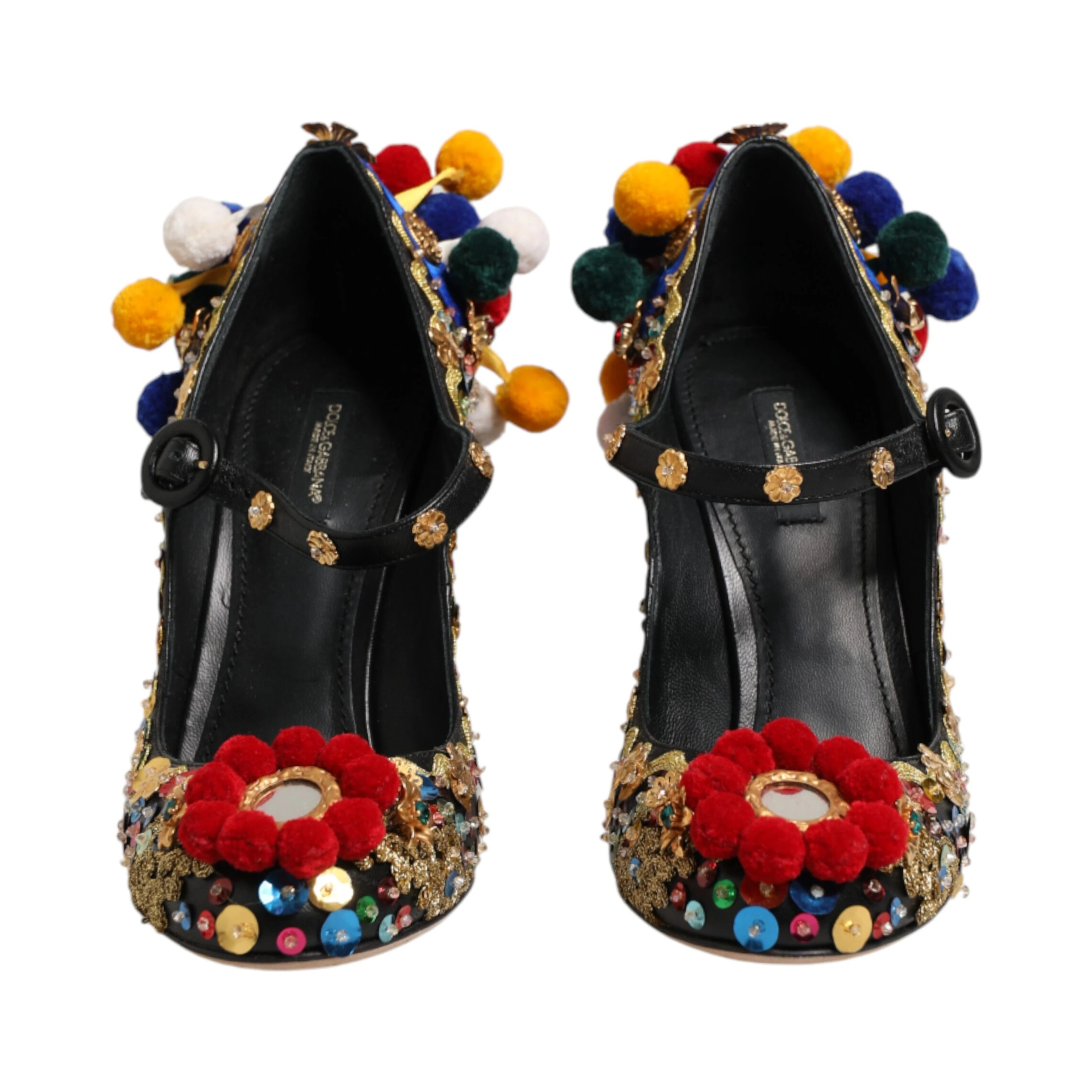 Black Gold Embellished MARY JANES Pumps  Shoes