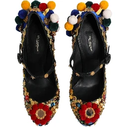 Black Gold Embellished MARY JANES Pumps  Shoes