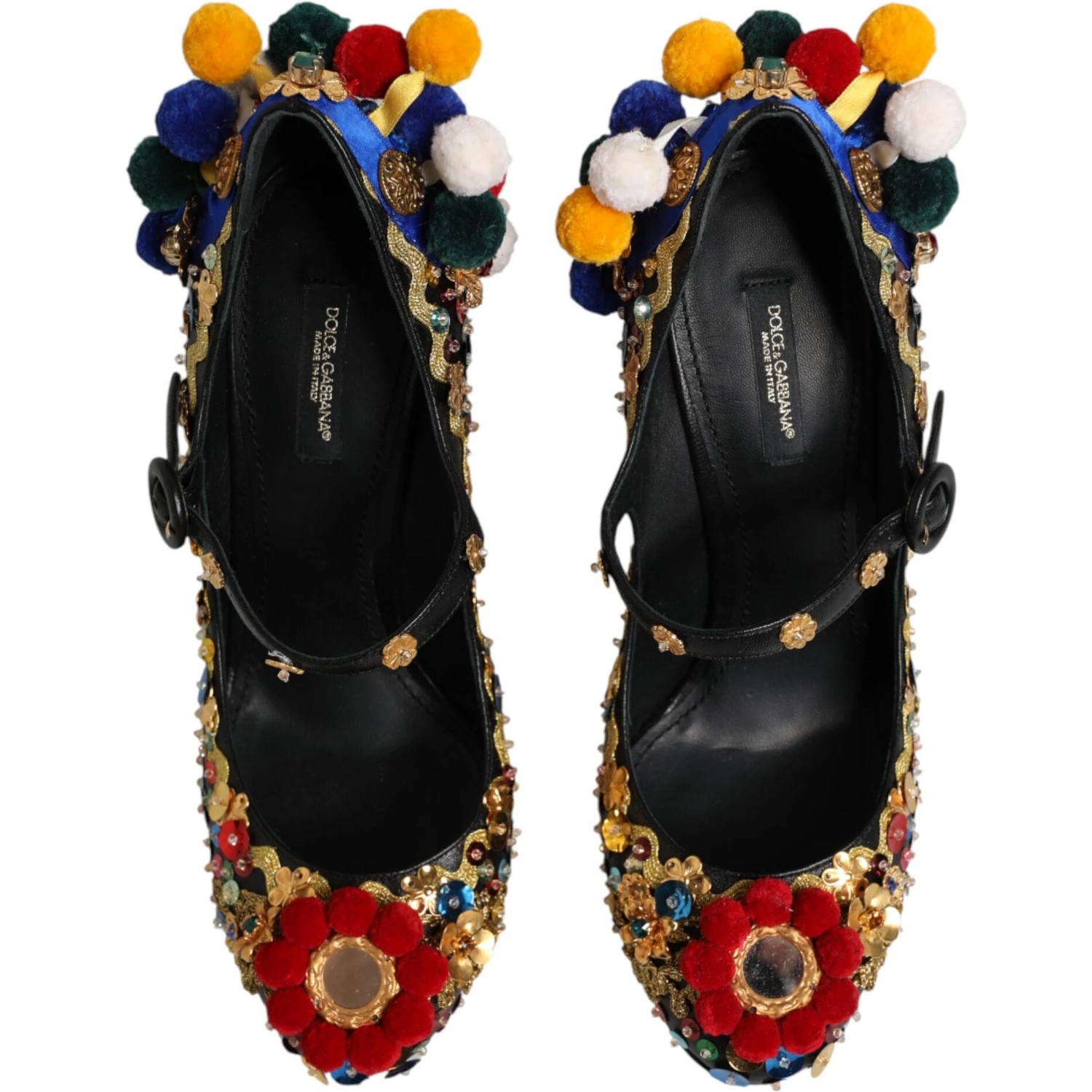 Black Gold Embellished MARY JANES Pumps Shoes