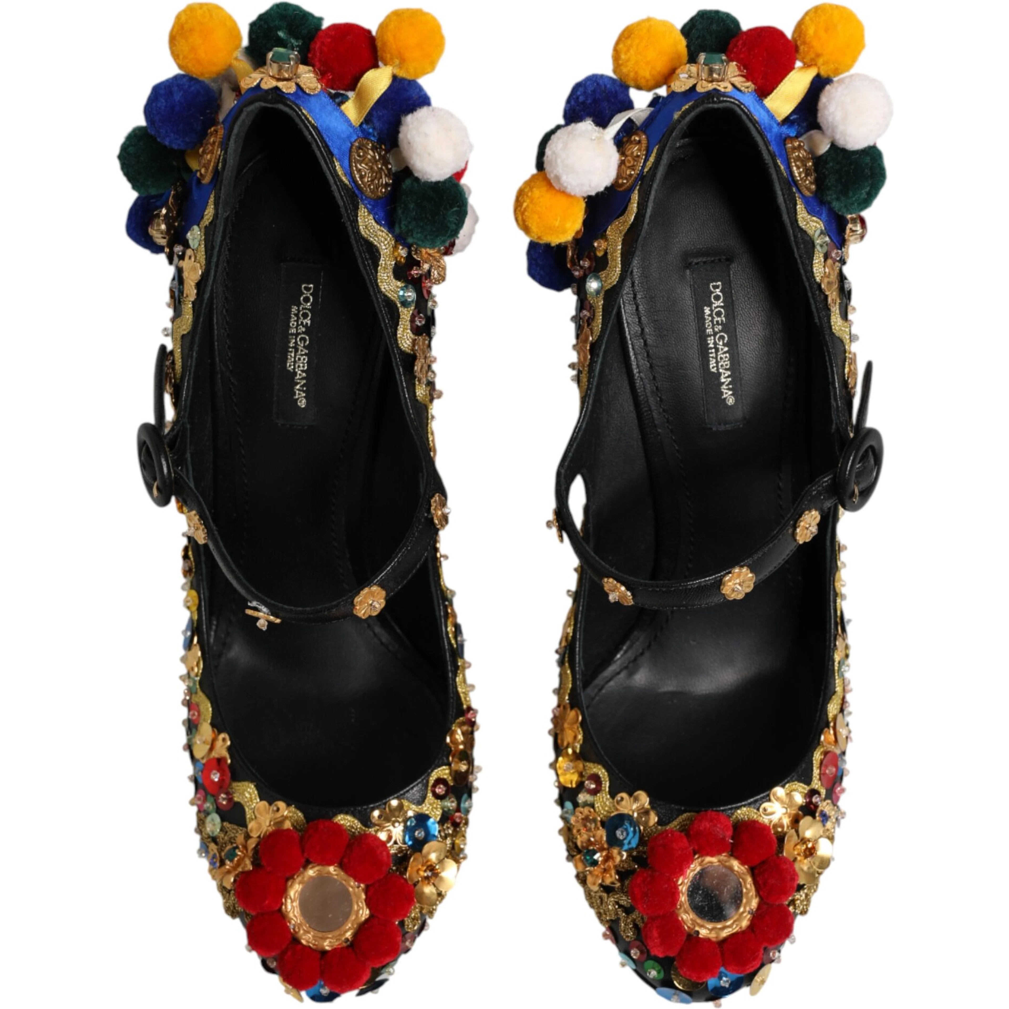 Black Gold Embellished MARY JANES Pumps  Shoes