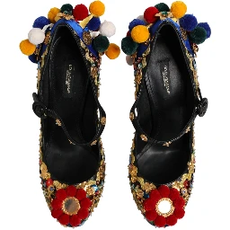 Black Gold Embellished MARY JANES Pumps  Shoes