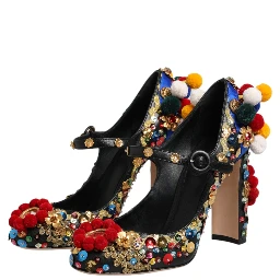 Black Gold Embellished MARY JANES Pumps  Shoes