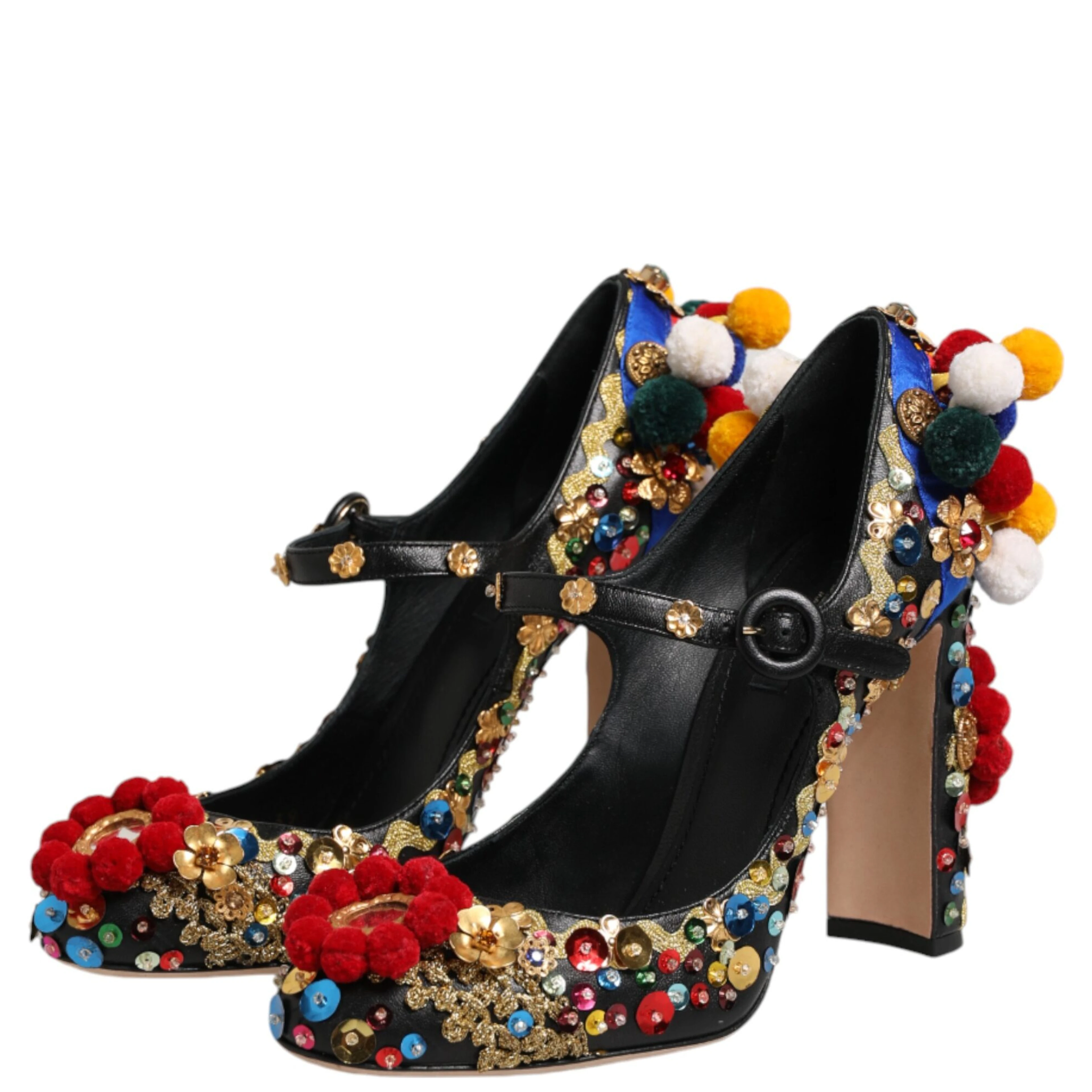 Black Gold Embellished MARY JANES Pumps  Shoes