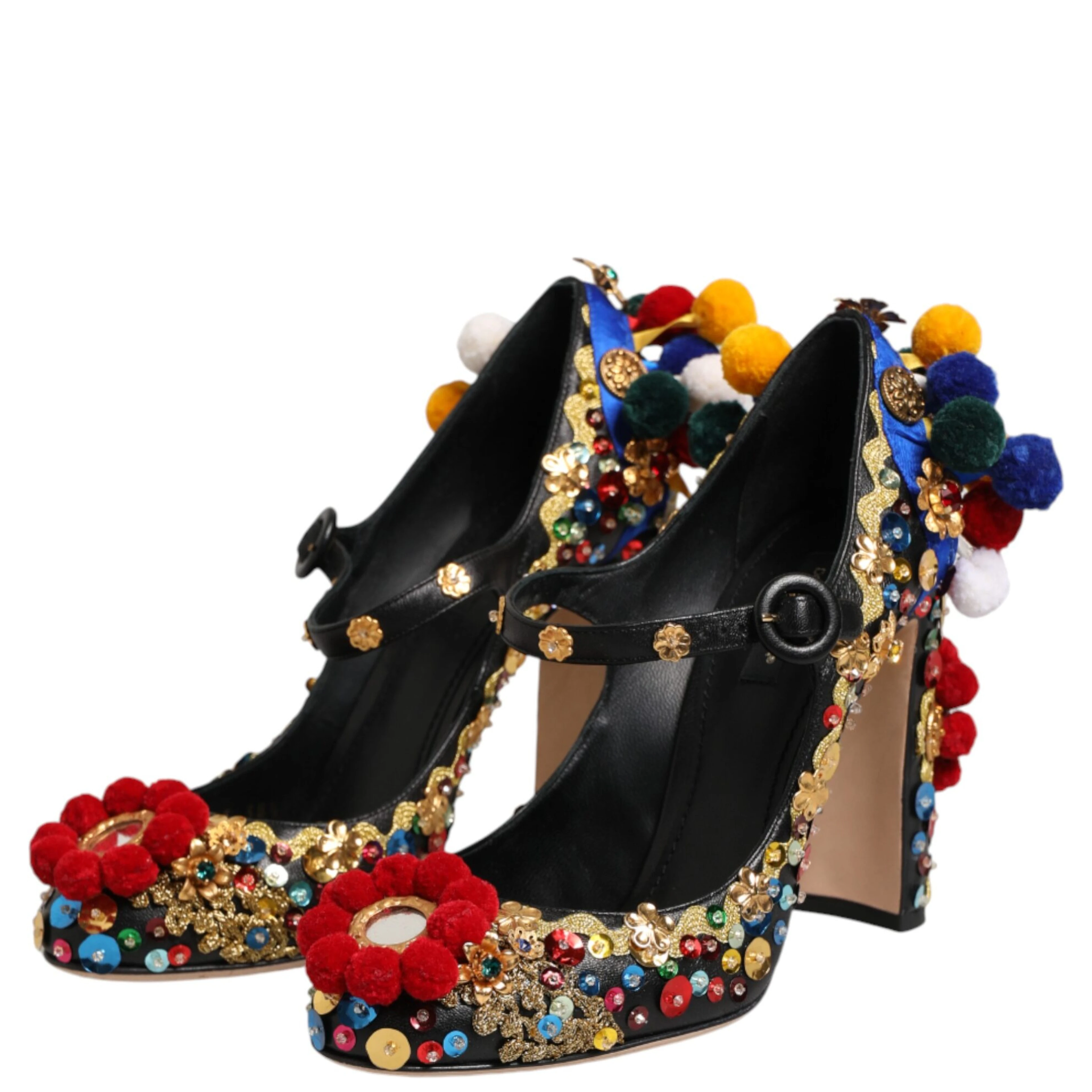 Black Gold Embellished MARY JANES Pumps  Shoes