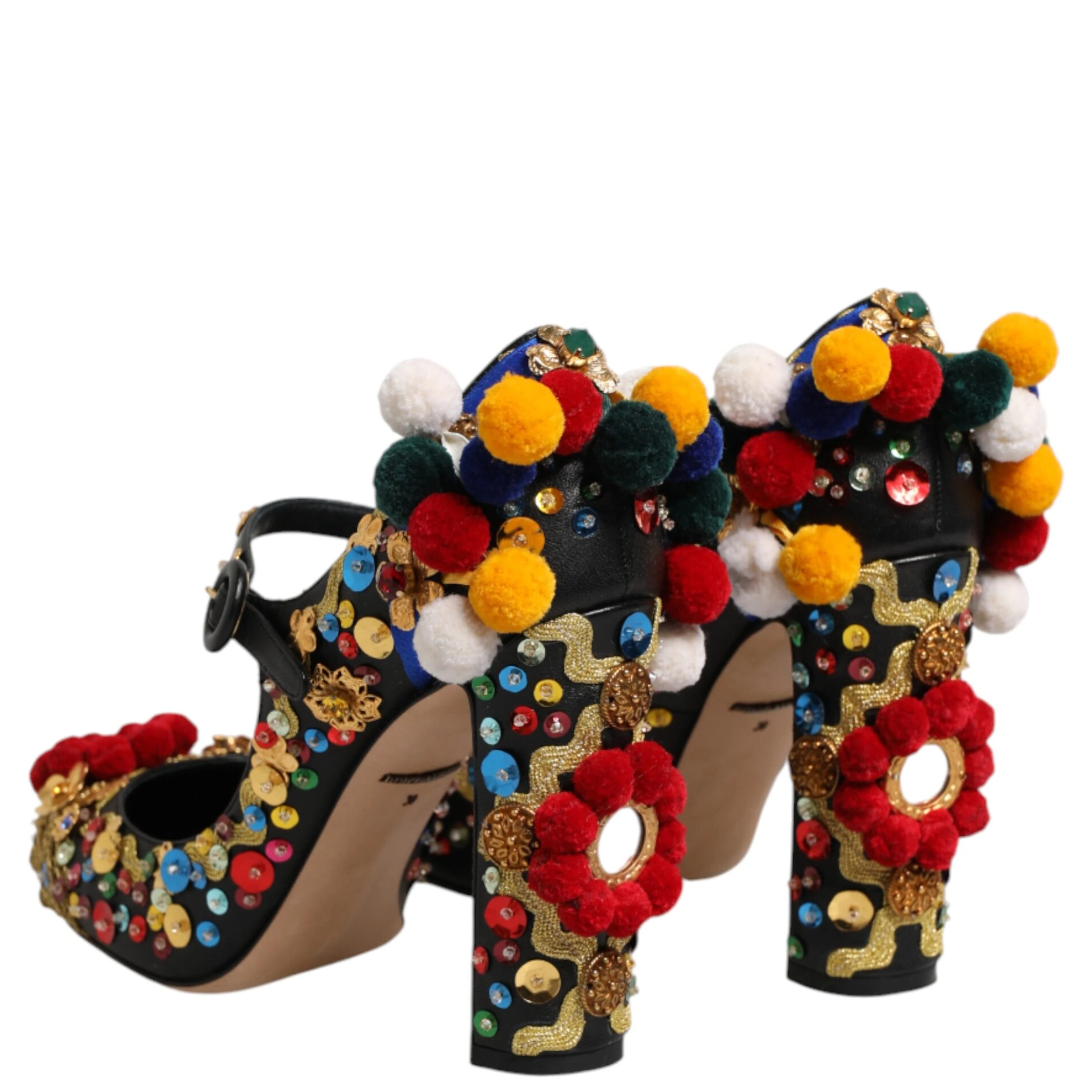 Black Gold Embellished MARY JANES Pumps  Shoes