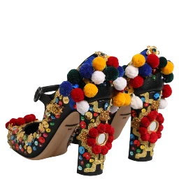 Black Gold Embellished MARY JANES Pumps  Shoes