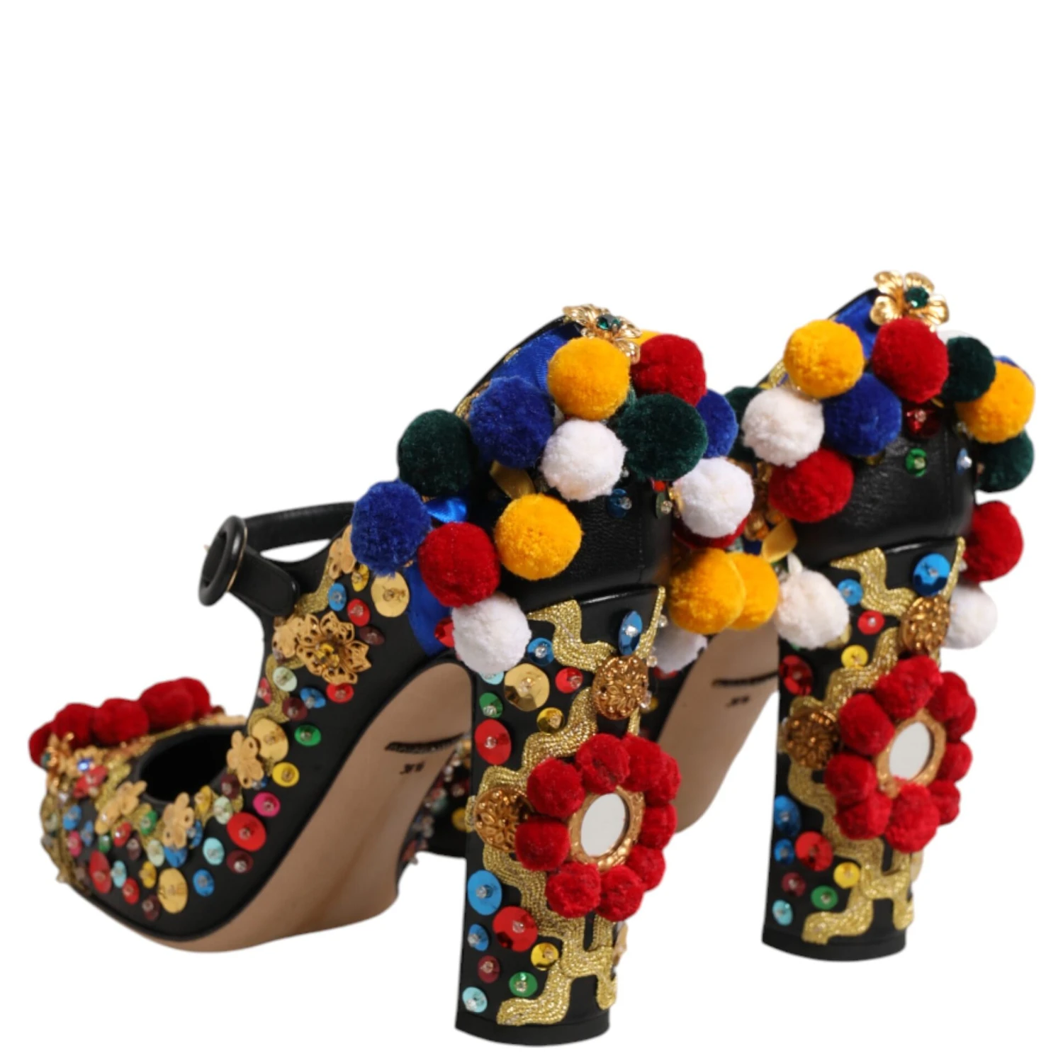 Black Gold Embellished MARY JANES Pumps  Shoes