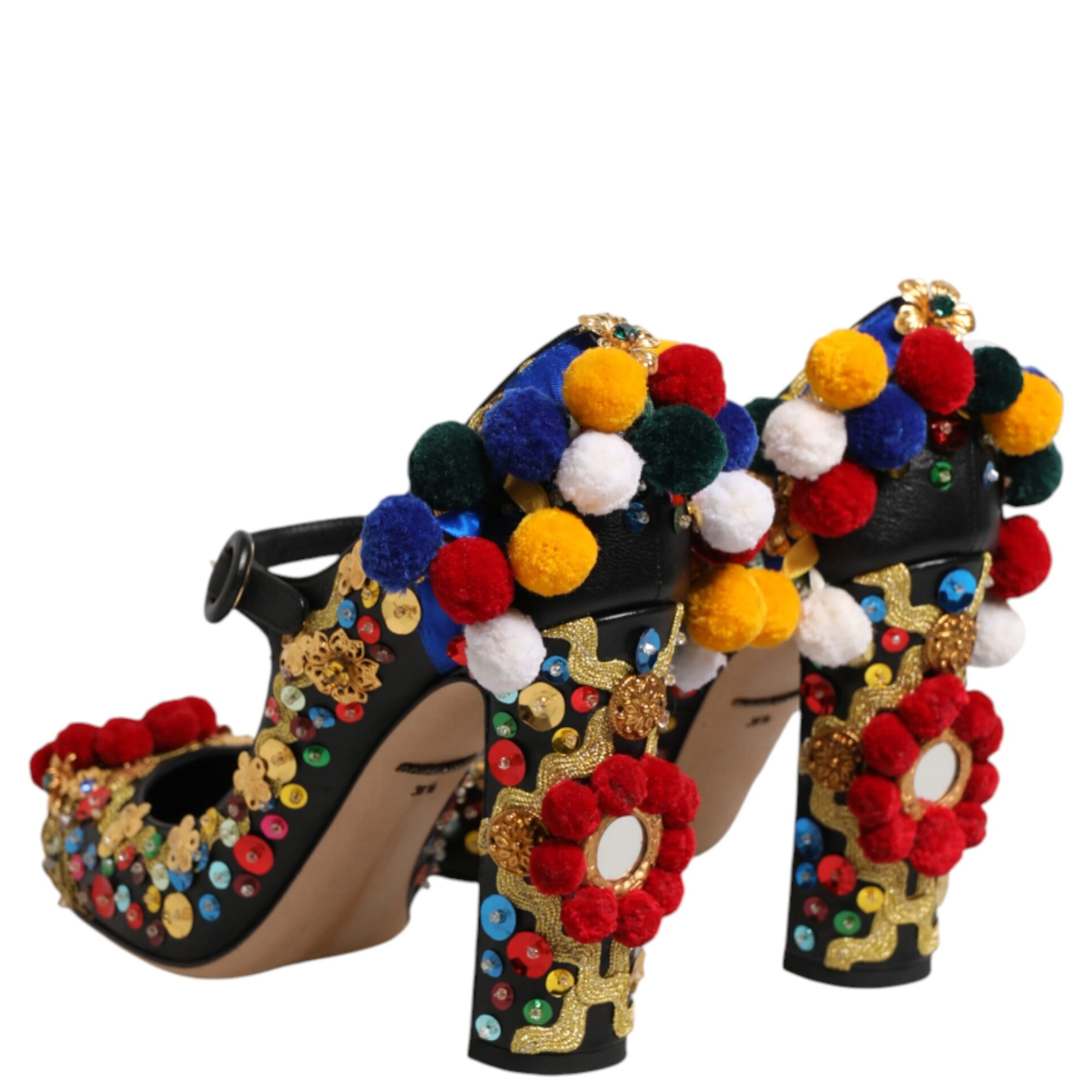 Black Gold Embellished MARY JANES Pumps  Shoes