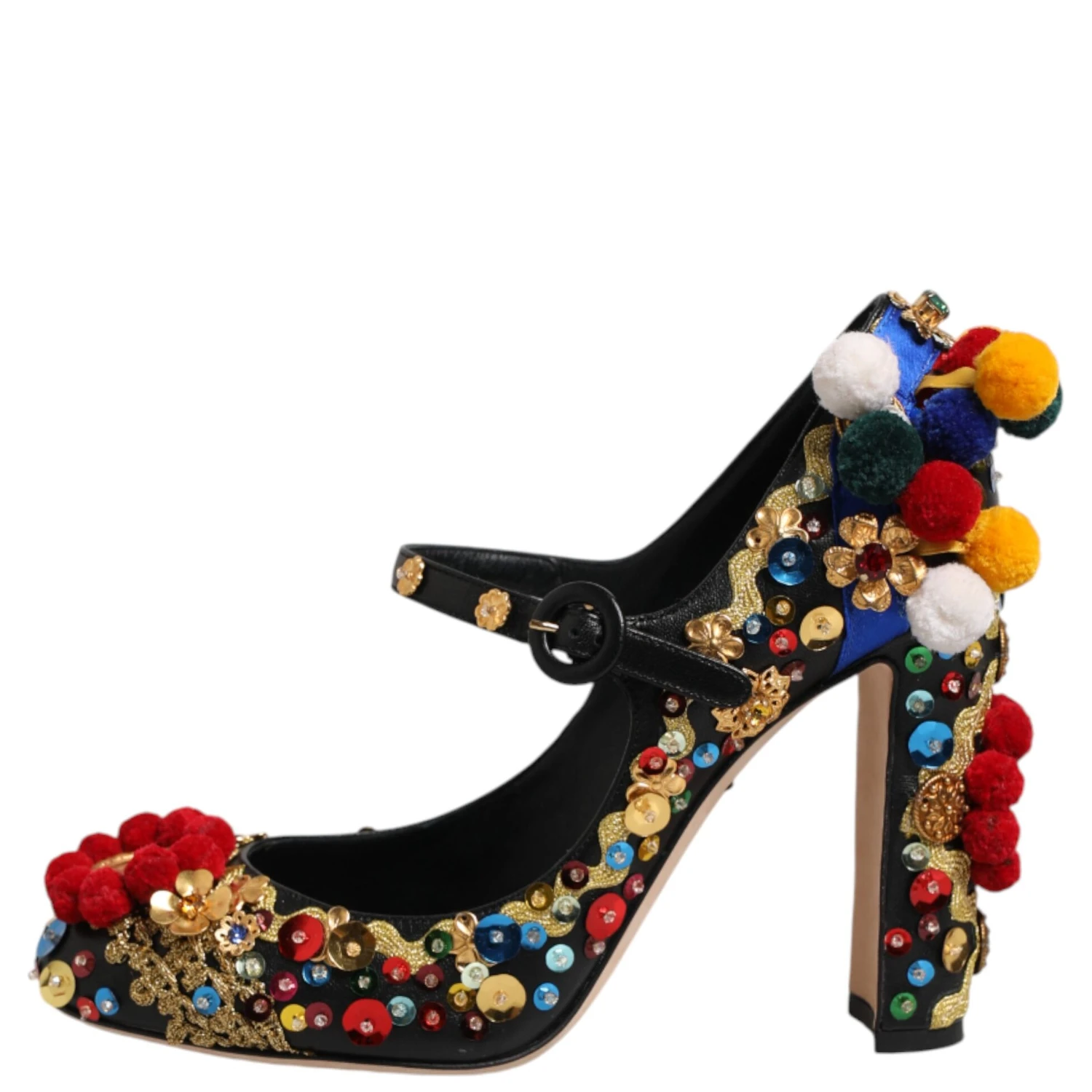 Black Gold Embellished MARY JANES Pumps Shoes