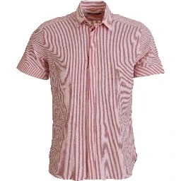 Red White Striped Cotton Short Sleeve Shirt