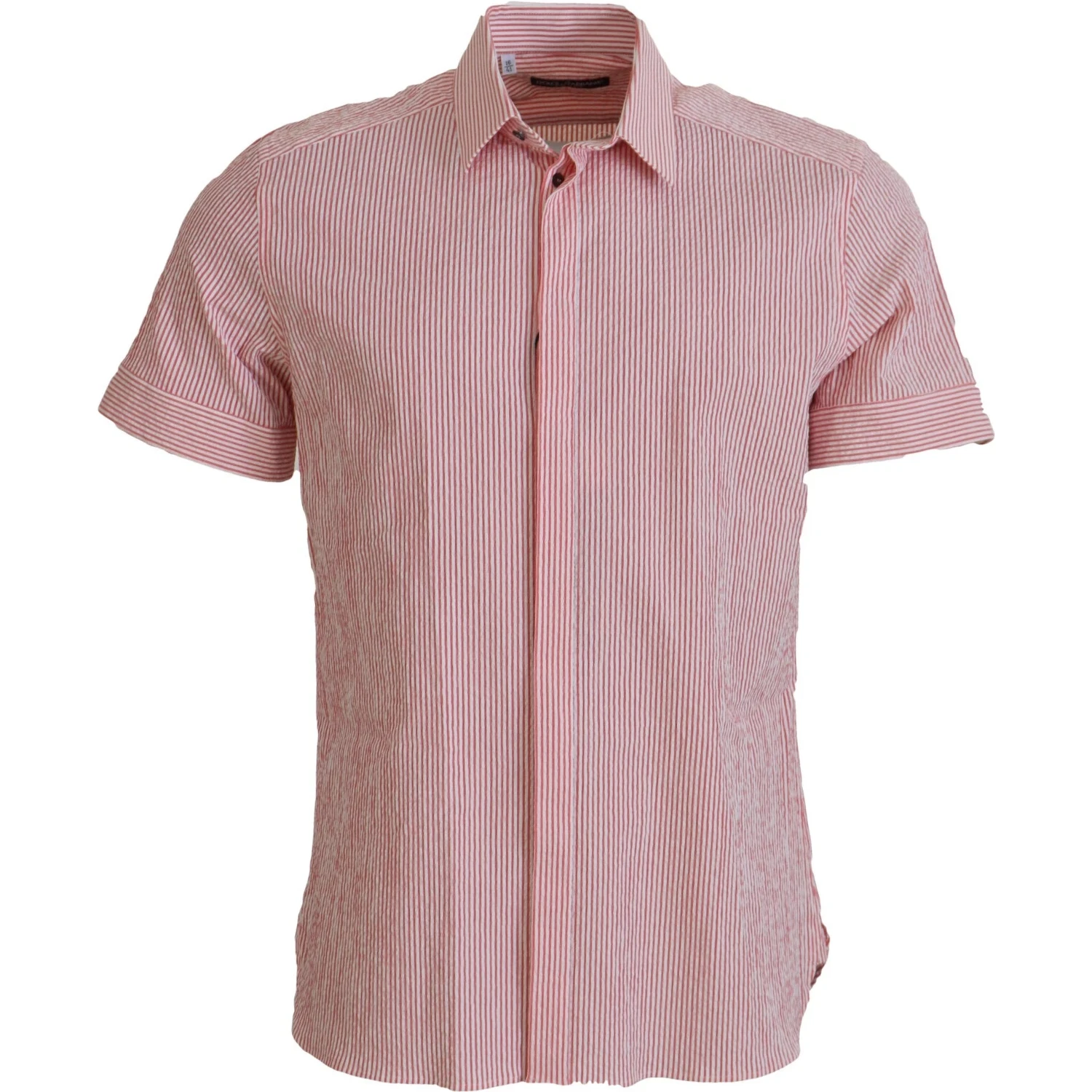 Red White Striped Cotton Short Sleeve Shirt