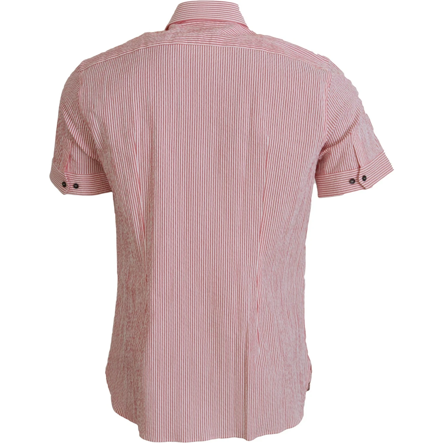 Red White Striped Cotton Short Sleeve Shirt
