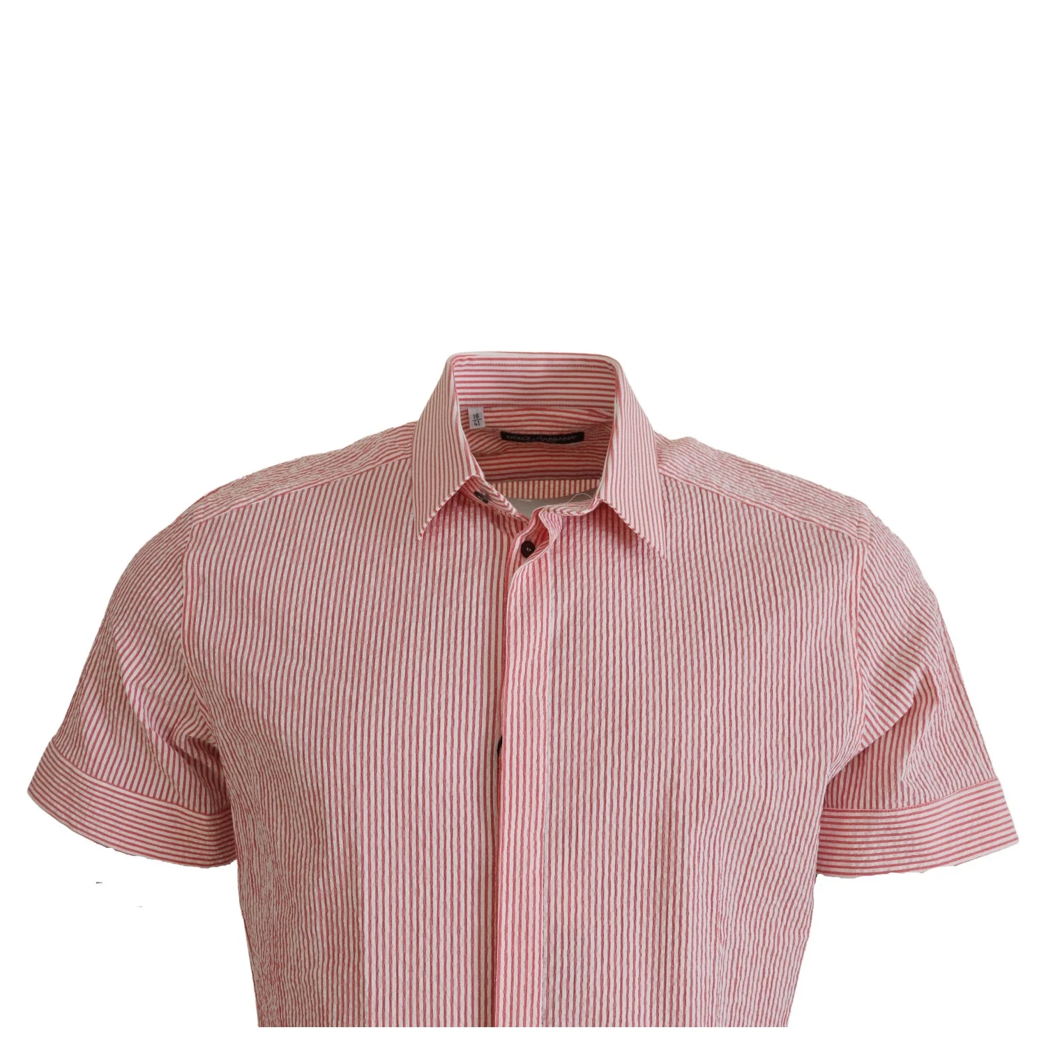 Red White Striped Cotton Short Sleeve Shirt