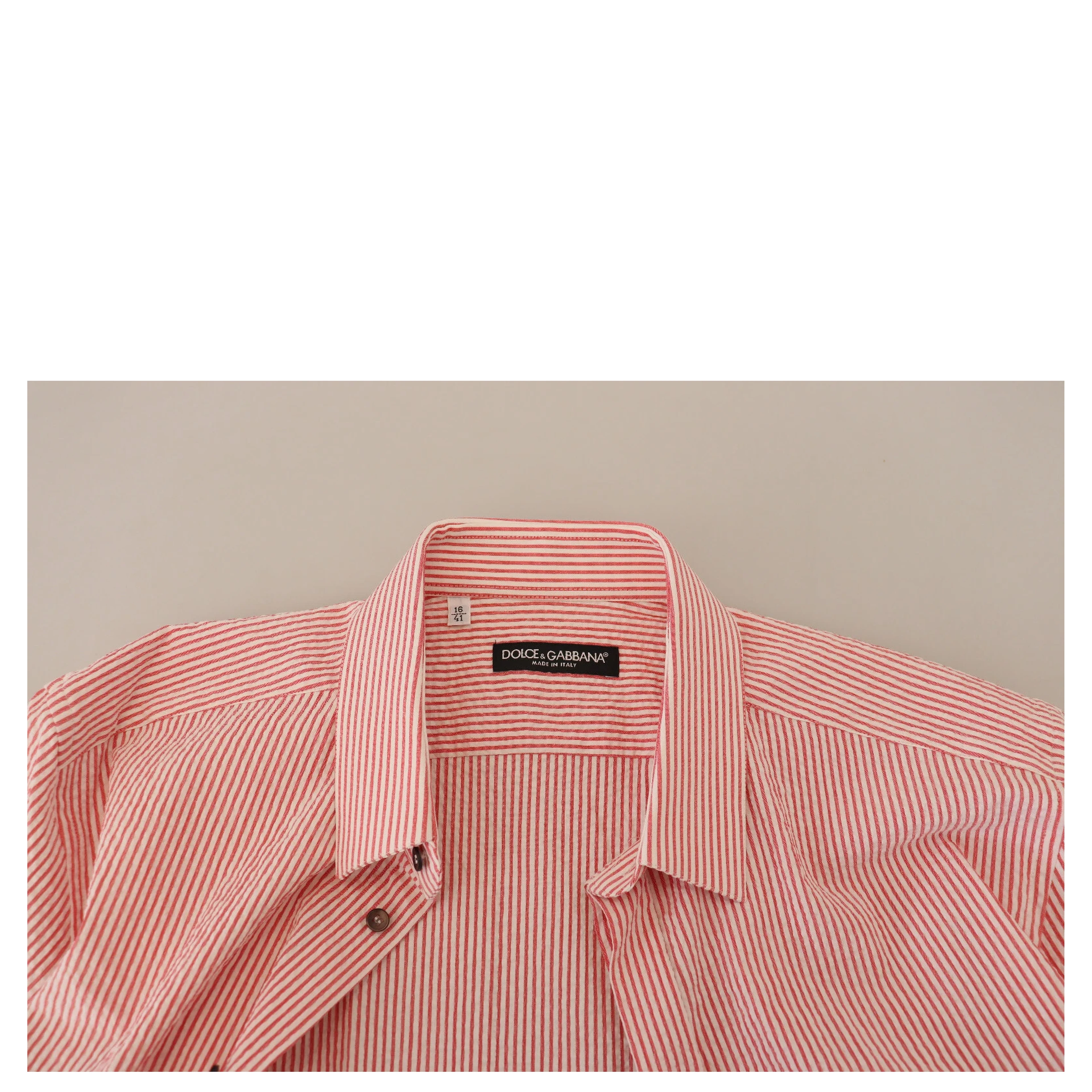 Red White Striped Cotton Short Sleeve Shirt