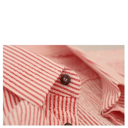 Red White Striped Cotton Short Sleeve Shirt
